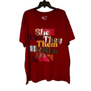 Take Pride LGBTQIA T Shirt Womens Size 2XL Red She Her They Them He Him Us NEW
